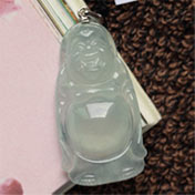 大度無憂緬甸天然老坑冰種佛公掛件 A貨翡翠佛公吊墜