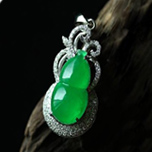 緬甸老坑玻璃種天然滿綠翡翠A貨玉葫蘆吊墜圖