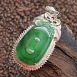 緬甸天然翡翠A貨冰種鑲金翡翠福在眼前掛件圖