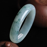 天然緬甸老坑A貨冰糯種飄蘭花翡翠玉手鐲內徑59MM圖