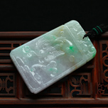 緬甸天然A貨糯冰種飄花翡翠A貨玉石龍鳳吊墜掛件項墜圖