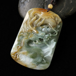 龍血玄黃天然翡翠緬甸糯種黃翡龍掛件 龍方牌吊墜圖