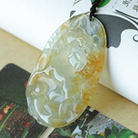 駿馬奔騰新緬甸老坑天然冰種黃翡翠A貨生肖馬掛件圖