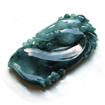 一馬平川天然緬甸翡翠A貨冰糯種藍水黑馬生肖馬掛件圖