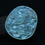 緬甸老坑玻璃種熒光A貨翡翠精雕玉龍掛件-騰龍盛世圖