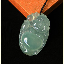 萬家生佛天然緬甸A貨冰種翡翠佛公掛件圖