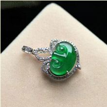 滿綠翡翠A貨如意吊墜項墜 玻璃種玉掛件圖