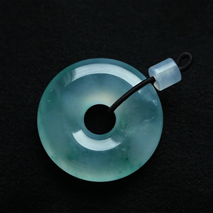 蒼翠欲滴緬甸天然老坑玻璃種飄翠翡翠A貨玉平安扣掛件圖