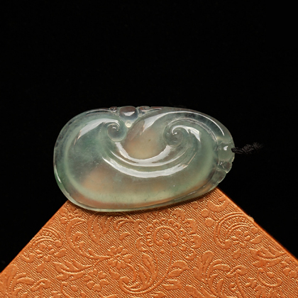 山眉水眼天然緬甸老坑A貨冰種翡翠如意掛件圖