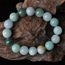 圓月似盤緬甸天然翡翠圓珠手鏈圖