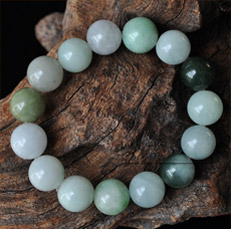 青翠欲滴緬甸天然翡翠圓珠手鏈圖