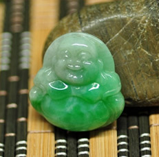 遂心如意緬甸老坑天然翡翠A貨彌勒佛掛件圖
