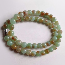 光彩奪目天然緬甸A貨翡翠老坑冰糯種雙彩珠鏈項鏈55顆