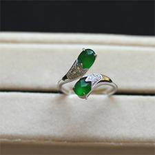 天然玻璃種滿綠翡翠A貨戒指女款緬甸玉指環