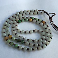 如琬似花天然緬甸A貨翡翠老坑冰糯種三彩珠子項鏈