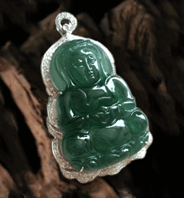 鳥飛蝶舞天然緬甸A貨翡翠老坑冰糯種藍水觀音鑲嵌掛件